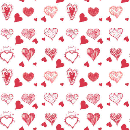 Seamless doodle heart pattern  illustrationのイラスト素材