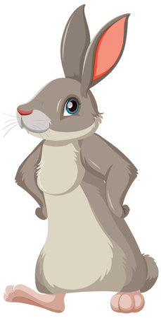 Cute rabbit standing alone illustrationのイラスト素材