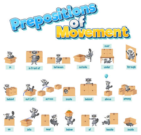 Prepositions of movement set illustrationのイラスト素材