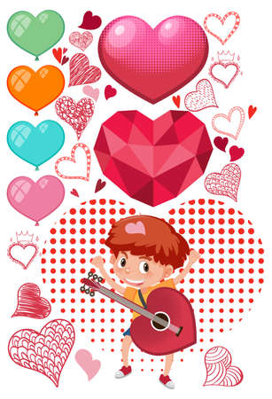 Valentine theme with many hearts illustrationのイラスト素材