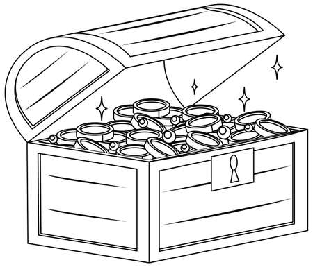 Chest box doodle outline for colouring illustrationのイラスト素材