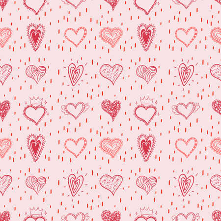 Seamless doodle heart pattern  illustrationのイラスト素材