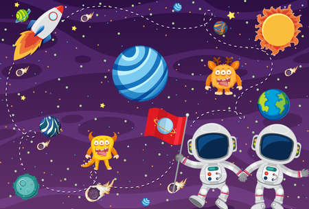 Astronaut exploring the space illustrationのイラスト素材