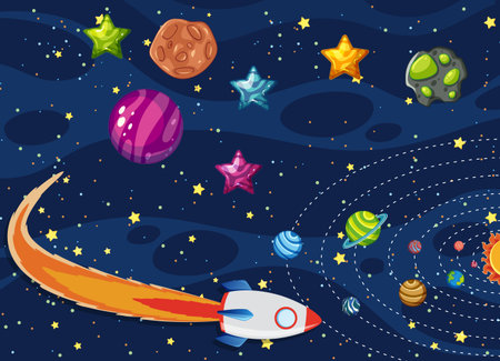 Space element in space background illustrationのイラスト素材