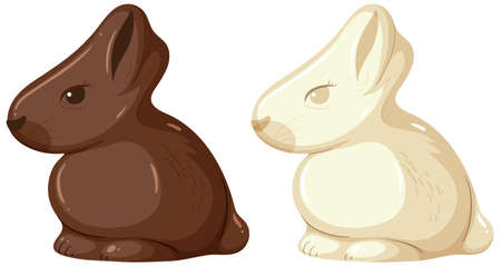 Chocolate bunny with dark and white illustrationのイラスト素材