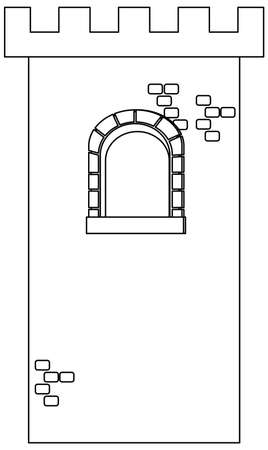 Castle tower doodle outline for colouring illustrationのイラスト素材
