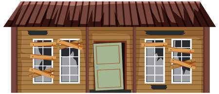 Abandoned house on white background illustrationのイラスト素材