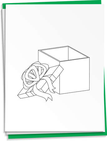 Hand drawn present on paper  illustrationのイラスト素材