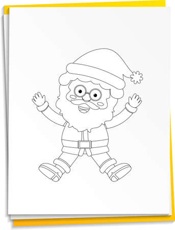 Hand drawn Santa on paper  illustrationのイラスト素材