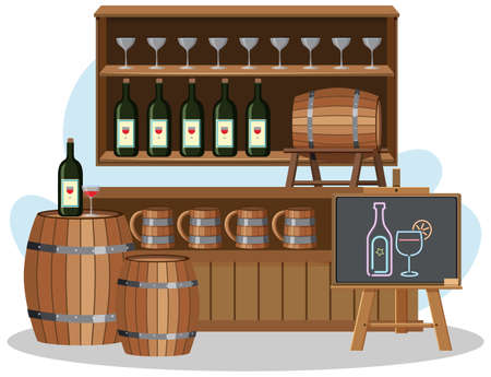 Market stall concept with beer shop stall illustrationのイラスト素材