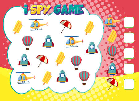 Math counting game template of opject illustrationのイラスト素材