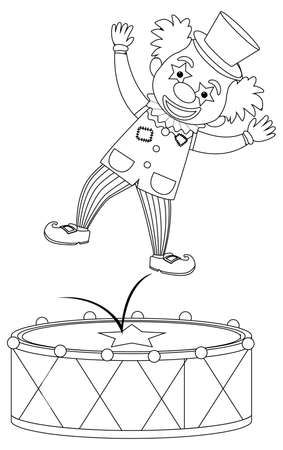 Clown doodle outline for colouring illustrationのイラスト素材