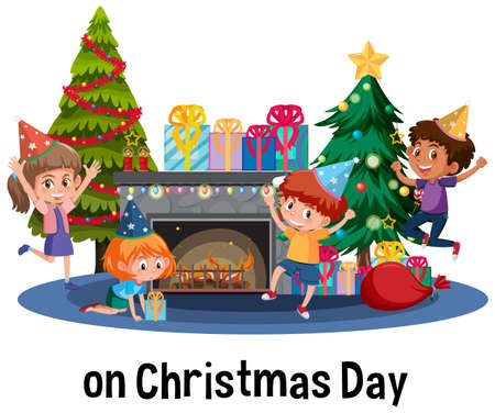 English prepositions of time for children illustrationのイラスト素材