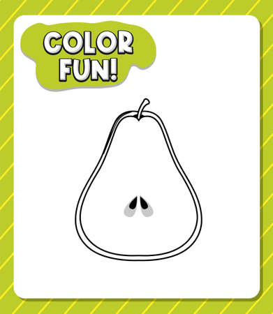 Worksheets template with color fun text and pear outline illustrationのイラスト素材