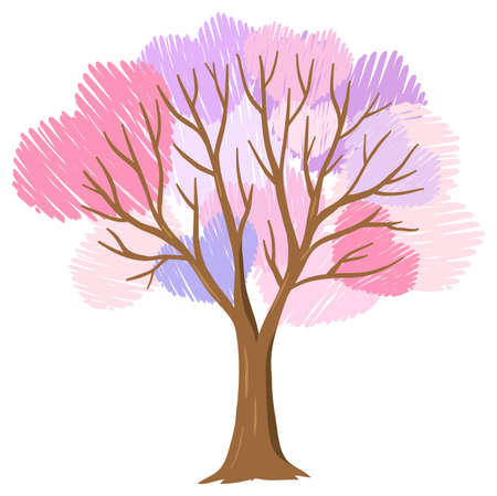 Heart tree in pastel colours illustrationのイラスト素材