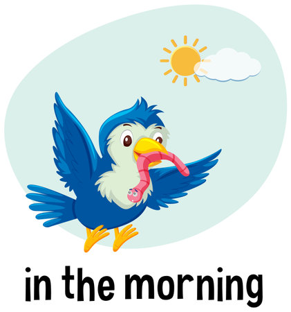 English prepositions of time for children illustrationのイラスト素材