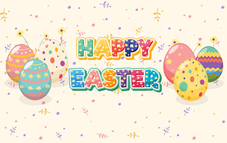 Happy Easter design with eggs illustrationのイラスト素材