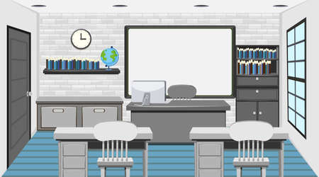 School classroom interior concept illustrationのイラスト素材