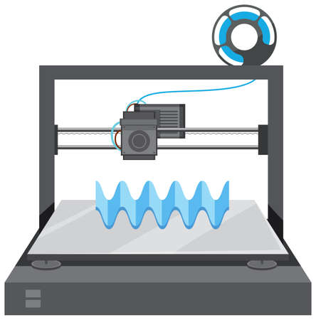 A 3D printer model on white background illustrationのイラスト素材