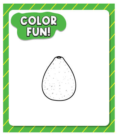 Worksheets template with color fun! text and avocado outline illustrationのイラスト素材