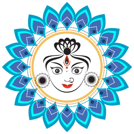 Mandala design with human face in middle illustrationのイラスト素材