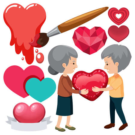 Valentine theme with many hearts illustrationのイラスト素材