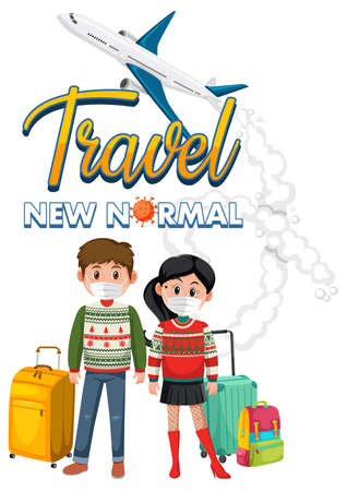 Travel new normal concept with passenger wearing mask illustrationのイラスト素材