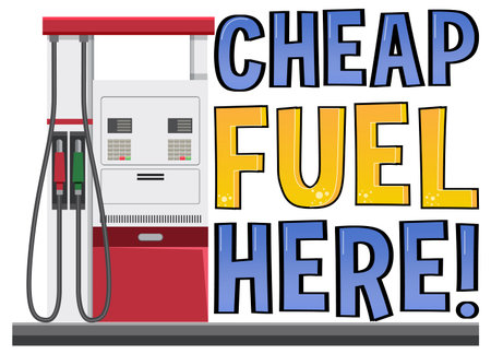 Cheap fuel here font logo design illustration