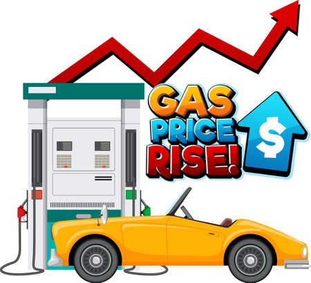 Gas station scene on white background illustrationのイラスト素材