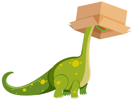 A dinosaur under the box on white background illustrationのイラスト素材