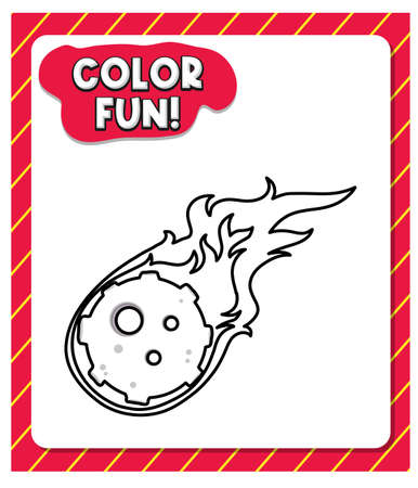 Worksheets template with color fun! text and meteorite outline illustrationのイラスト素材