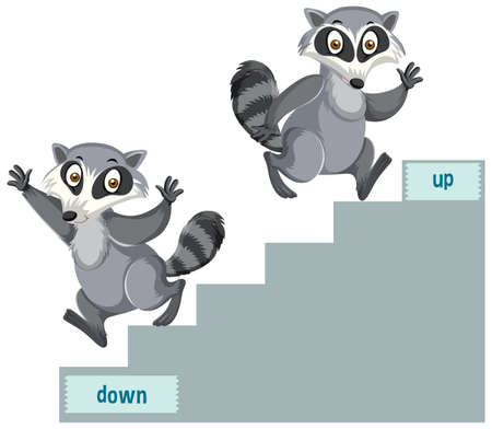 English prepositions of place for children illustrationのイラスト素材