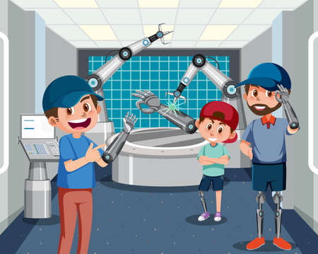 Robot automation industry concept illustrationのイラスト素材