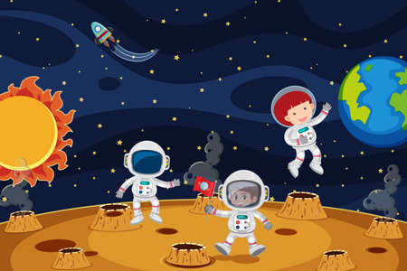 Astronaut exploring the space illustrationのイラスト素材