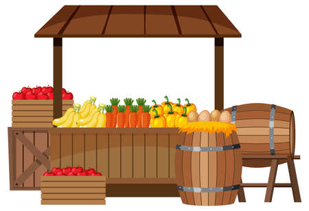 Flea market concept with fruit store illustrationのイラスト素材