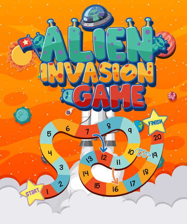 Game template with space theme background illustrationのイラスト素材