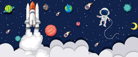 Space element in space background illustrationのイラスト素材