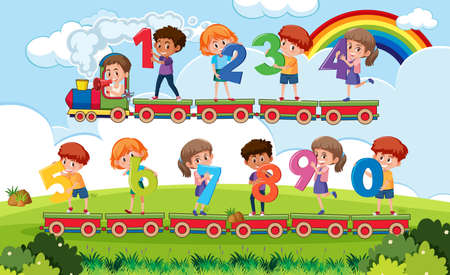 Counting number 0 to 9 for kids illustrationのイラスト素材