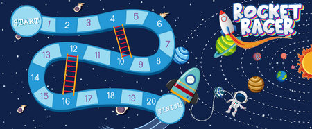 Game template with space theme background illustrationのイラスト素材