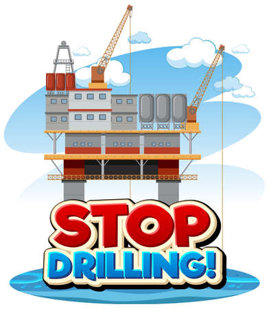 Stop drilling cartoon word logo design illustrationのイラスト素材