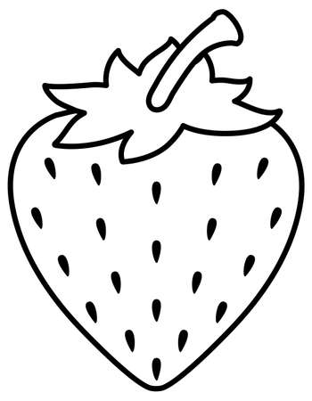Strawberry doodle outline for colouring illustrationのイラスト素材