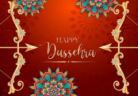 Happy Dussehra festival poster design illustrationのイラスト素材