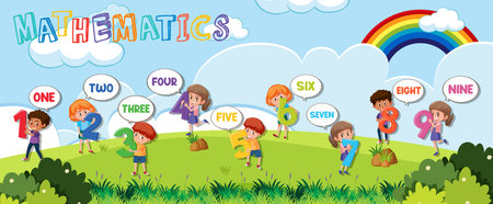 Set of number 0 to 9 for kids illustrationのイラスト素材