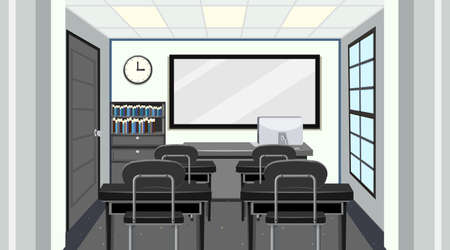 School classroom interior concept illustrationのイラスト素材