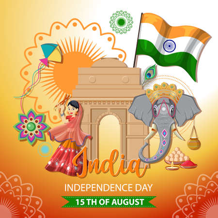 India Independence Day Poster illustrationのイラスト素材