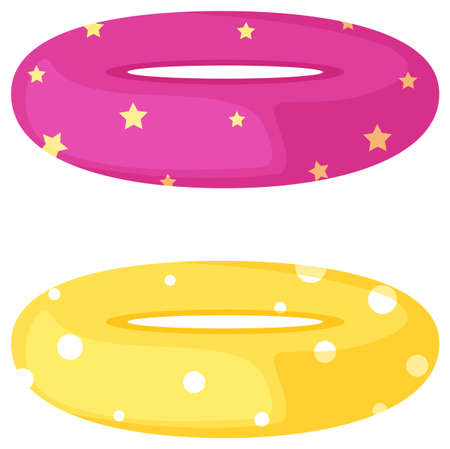 Set of inflatable toy for pool element illustrationのイラスト素材