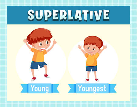 Superlative Adjectives for word young illustrationのイラスト素材