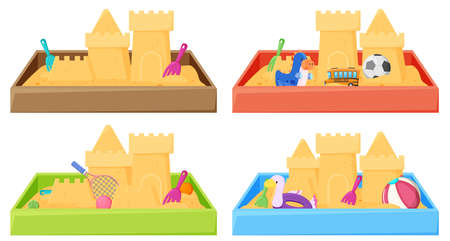 Children sand pit  on white background illustrationのイラスト素材