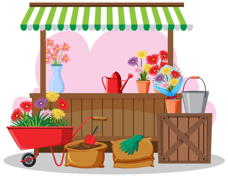 Flea market concept with plant shop illustrationのイラスト素材