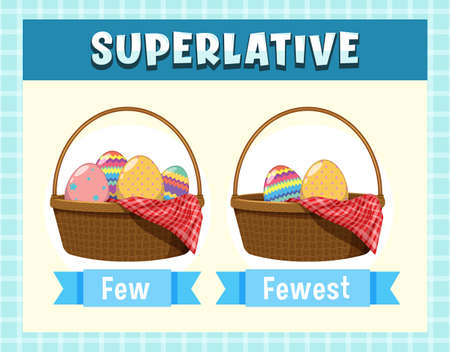 Superlative Adjectives for word few illustrationのイラスト素材